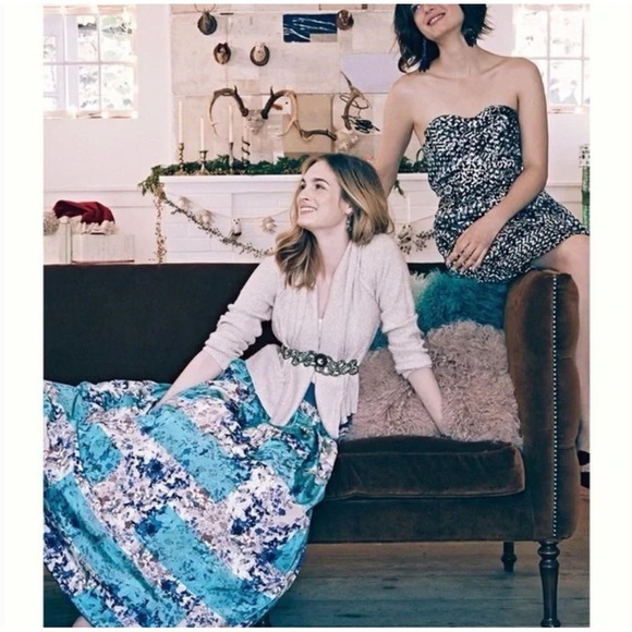 Anthropologie Moulinette Soeurs Novella Ball Skirt Patchwork Print Floral Teal 6 - Picture 15 of 16